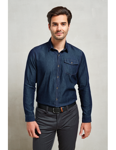 P-PR222-Mens Jeans Stitch Denim Shirt